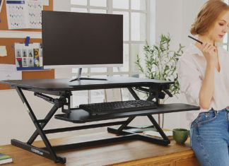 Flexispot standing desk converter review: M2b vs M3b height adjustable stand up desk FLEXISPOT standing desk converter