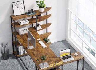 An example of the corner desk with hutch