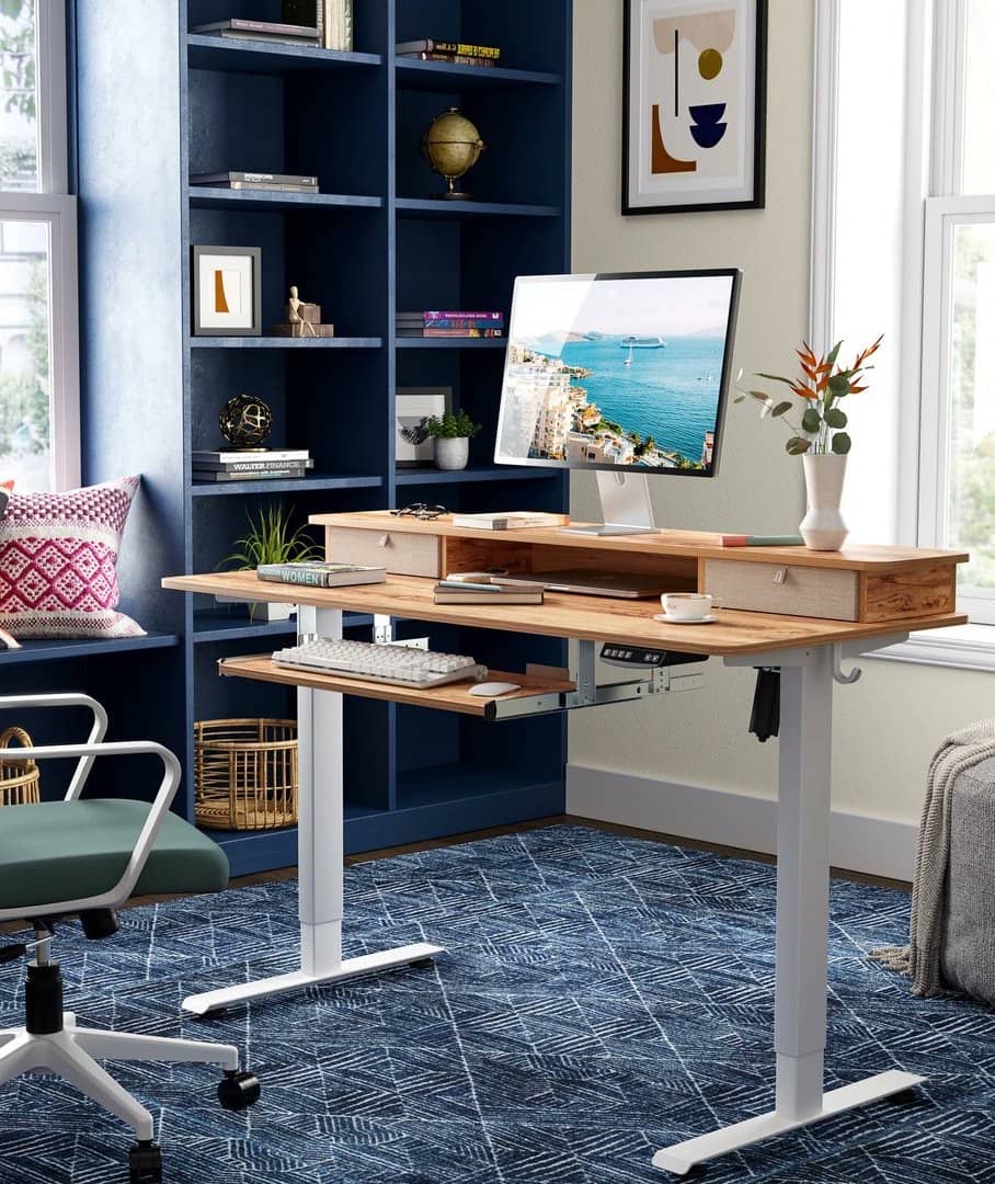 stand up desk with shelves
