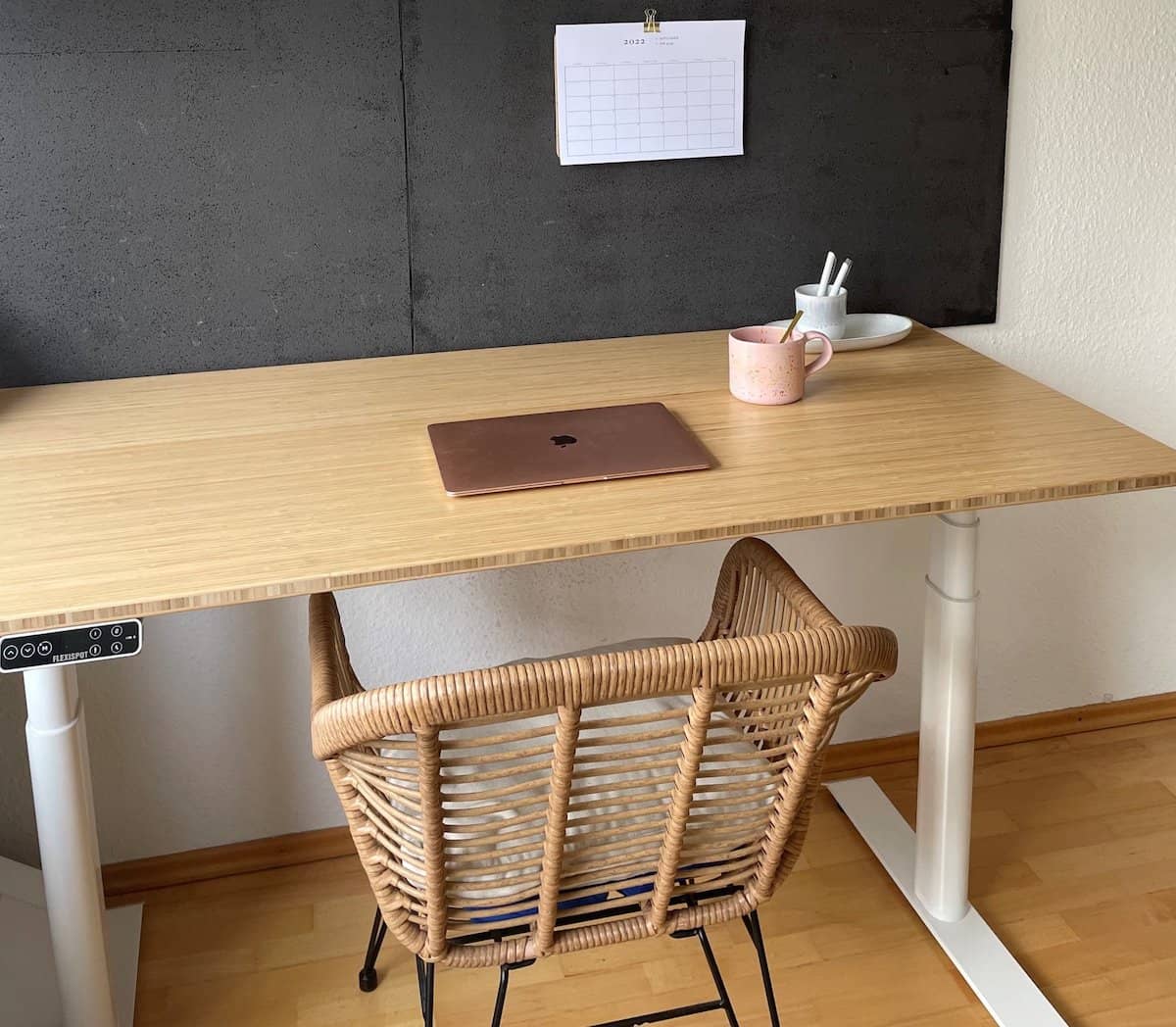 standing desk with a laptop