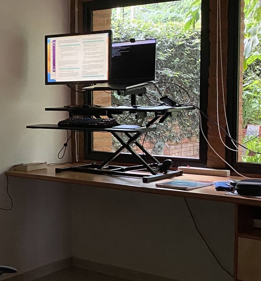 a sit stand desk converter